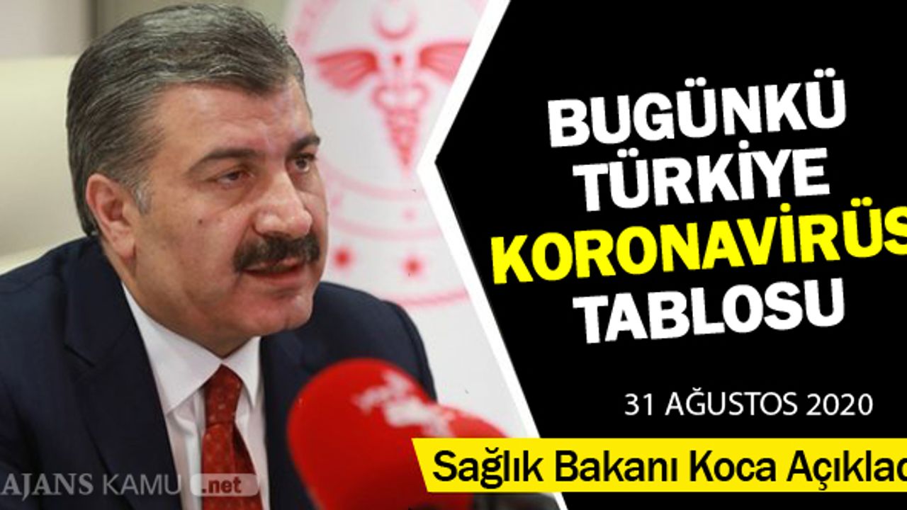 31 Ağustos Koronavirüs  Tablosu Yayımlandı