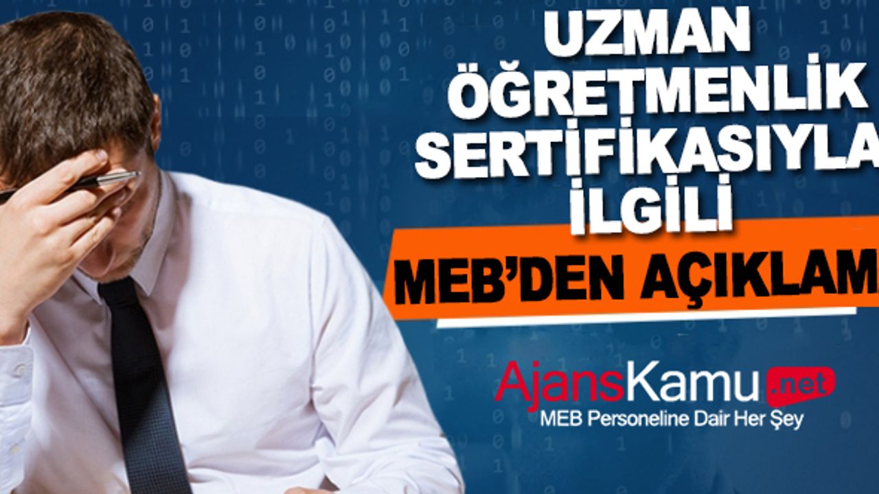 Öğretmenler DİKKAT! MEB'den Son Dakika Uzman Öğretmenlik Sertifikası İçin Önemli Açıklama