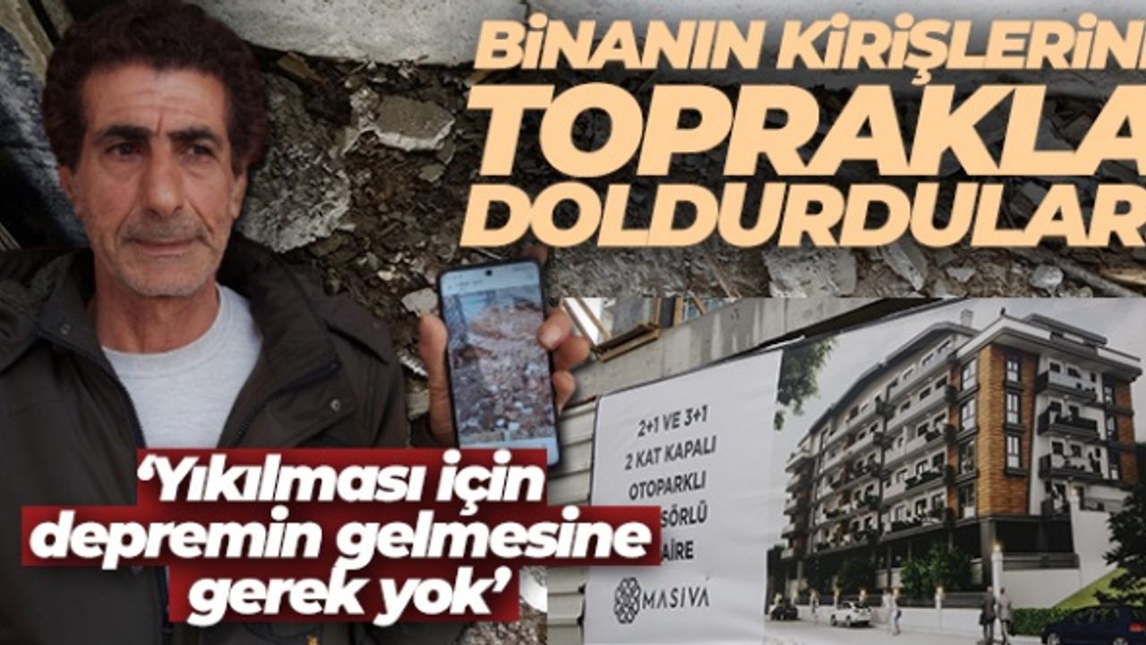 Bu kadarına da pes, binanın kirişlerini toprakla doldurdular