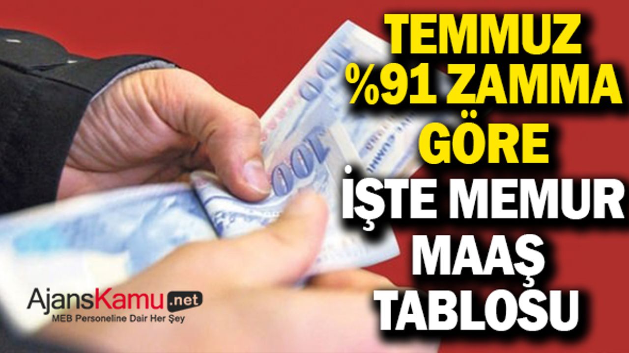 İşte yüzde 91 zamma göre unvanlarına göre memur maaş tablosu