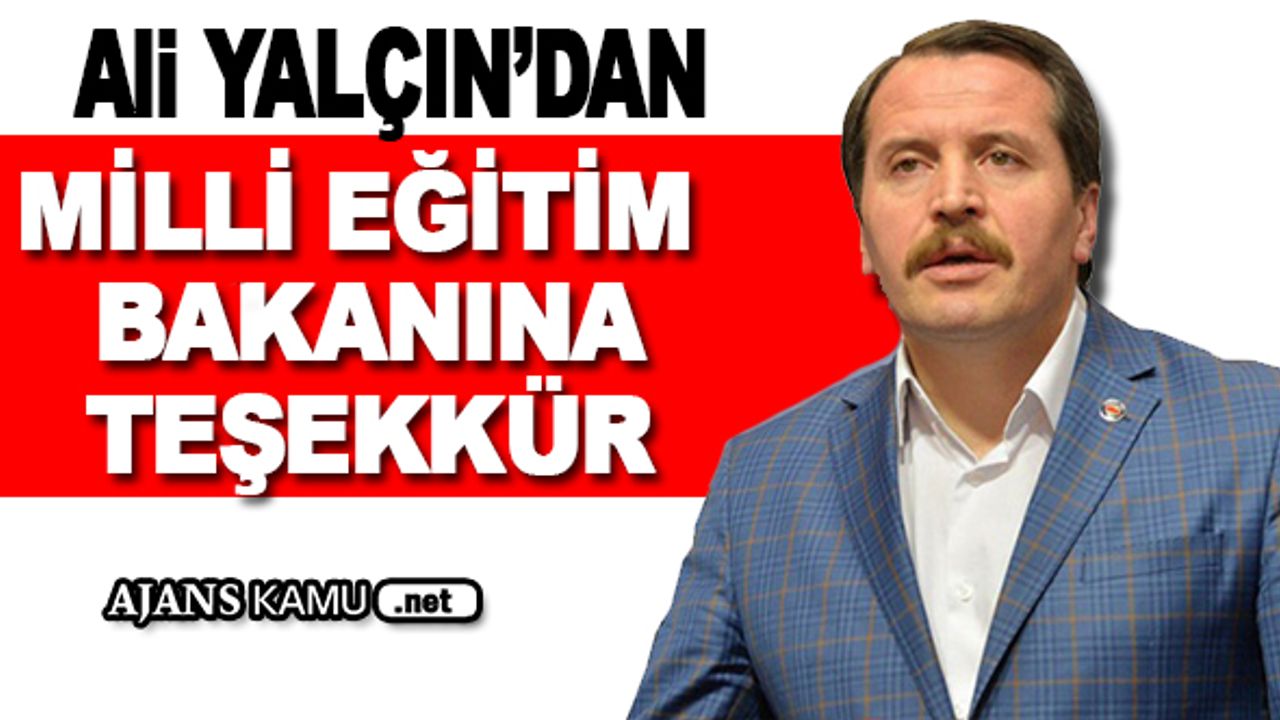 Ali Yalçın'dan Milli Eğitim Bakanı Yusuf Tekin'e Teşekkür