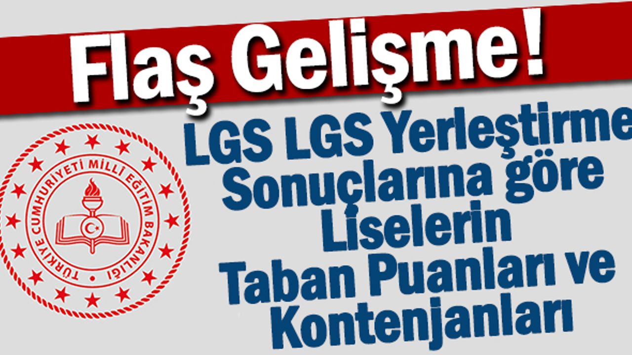 LGS Yerleştirme Sonuçlarına göre Liselerin Taban Puanları ve Kontenjanları
