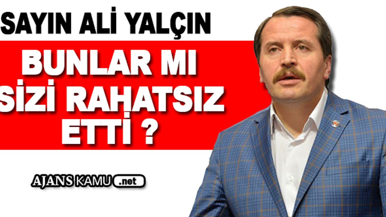 Sayın Ali YALÇIN Bunlar mı Sizi Rahatsız Etti?