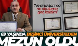 69 yaşında beşinci üniversiteden mezun oldu