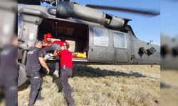Maden araştırması yaparken yaralanan jeoloji mühendisi helikopterle kurtarıldı
